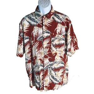 KNIGHTSBRIDGE Men's Short Sleeve Button Down Floral Hawaiian Shirt Large